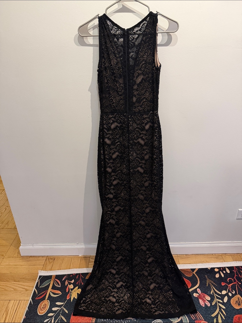 Windsor Black Lace Maxi Dress with Nude Lining — Size S - Picture 5 of 5